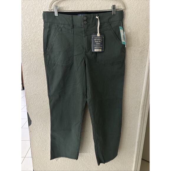 Democracy “ab” Solution High Rise Utility Frayed Hem In Green Size 12 NWT - Picture 1 of 6
